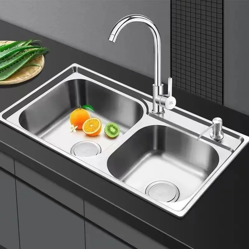 

Stainless Steel Double Basin Sink Large Dual Bowl Kitchen Utility Undermount Handmade Vessel Kitchen Sink Stainless Steel Sink