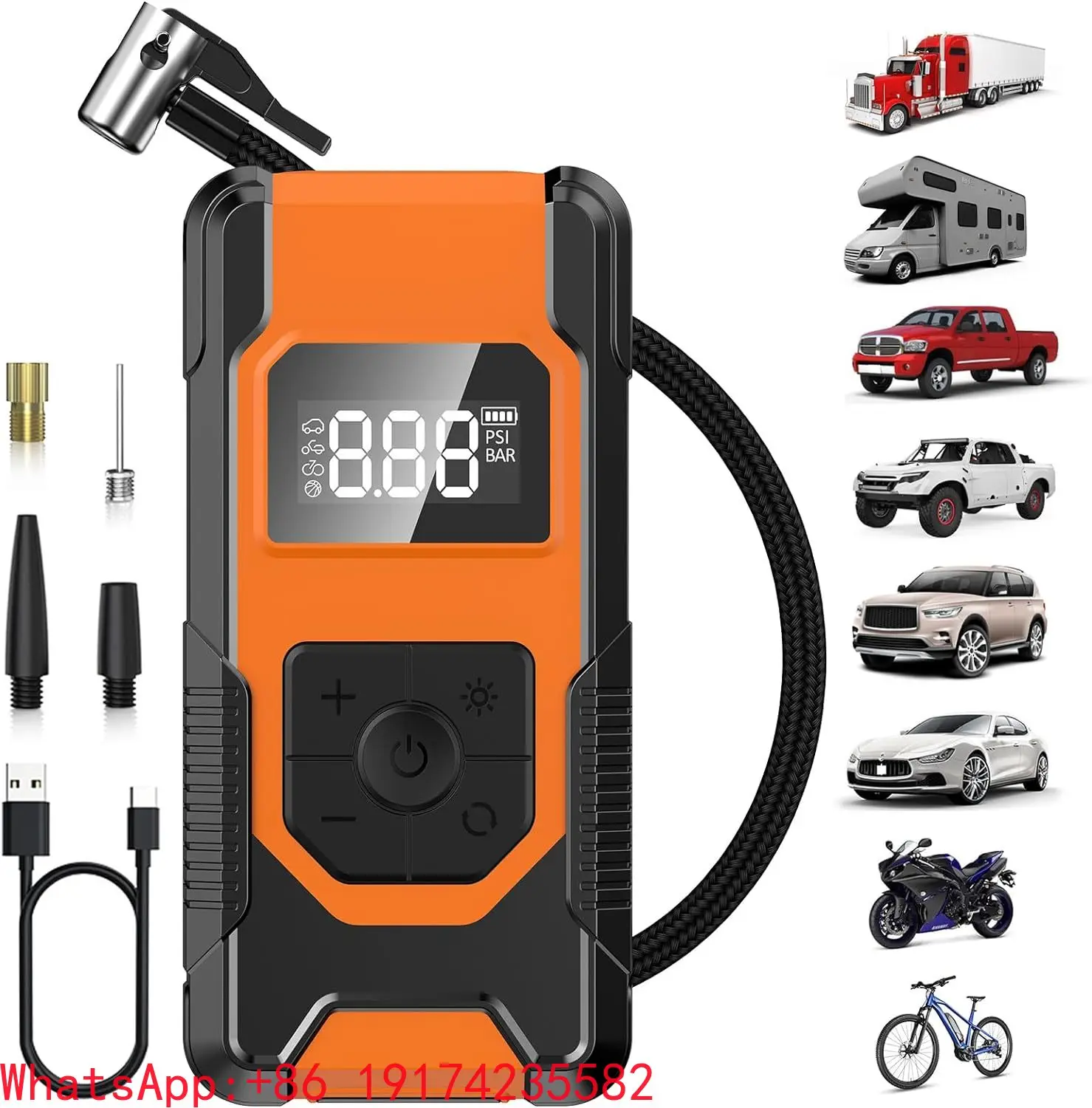 

150PSI Portable Air Compressor Electric Air Pump With 12V Tire Inflator Pump