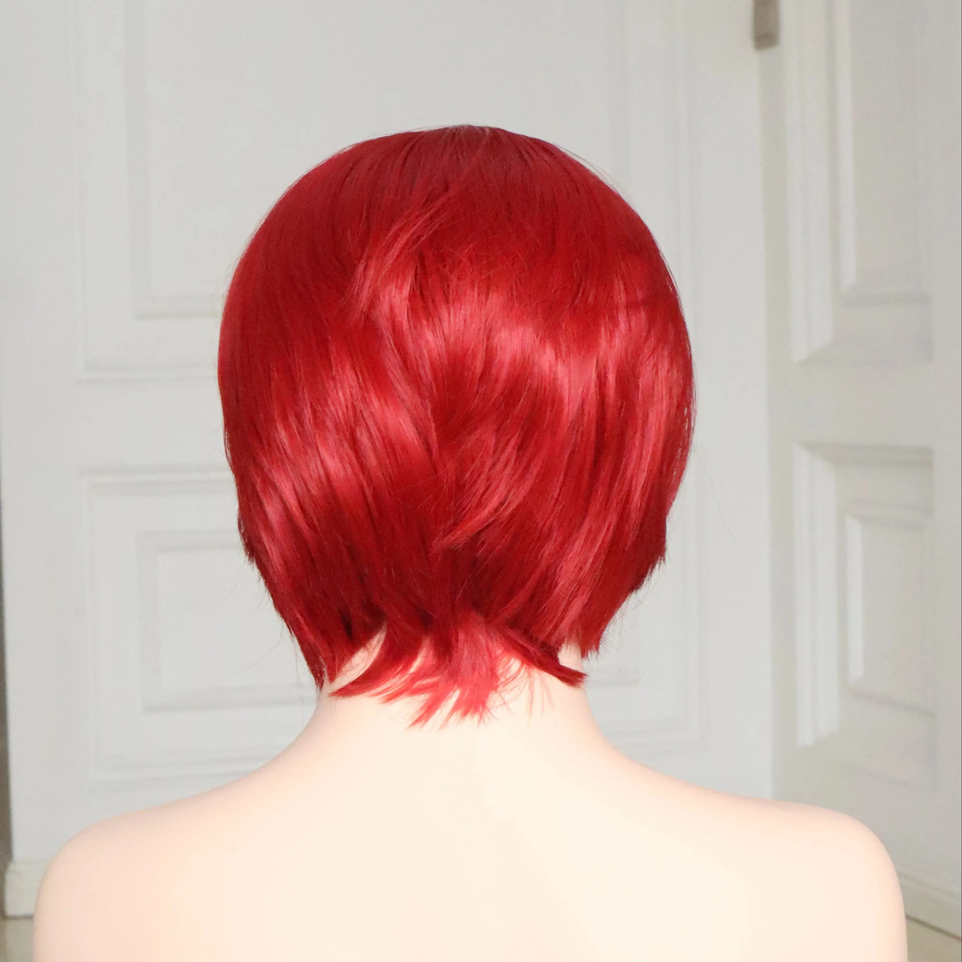 Light Red Synthetic Cosplay Wig for Man Short Bob Cut 13x4 Lace Front Wig for Woman Heat Resistant Glueless Halloween Pixie Wig