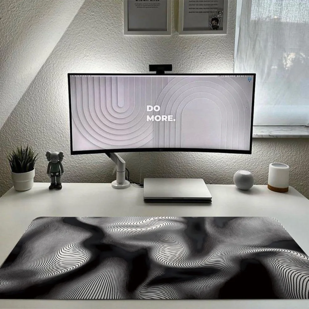 Abstract black desk mat - Anti-slip rubber bottom, ergonomic keyboard and mouse pad, smooth surface,ideal choice for remote work