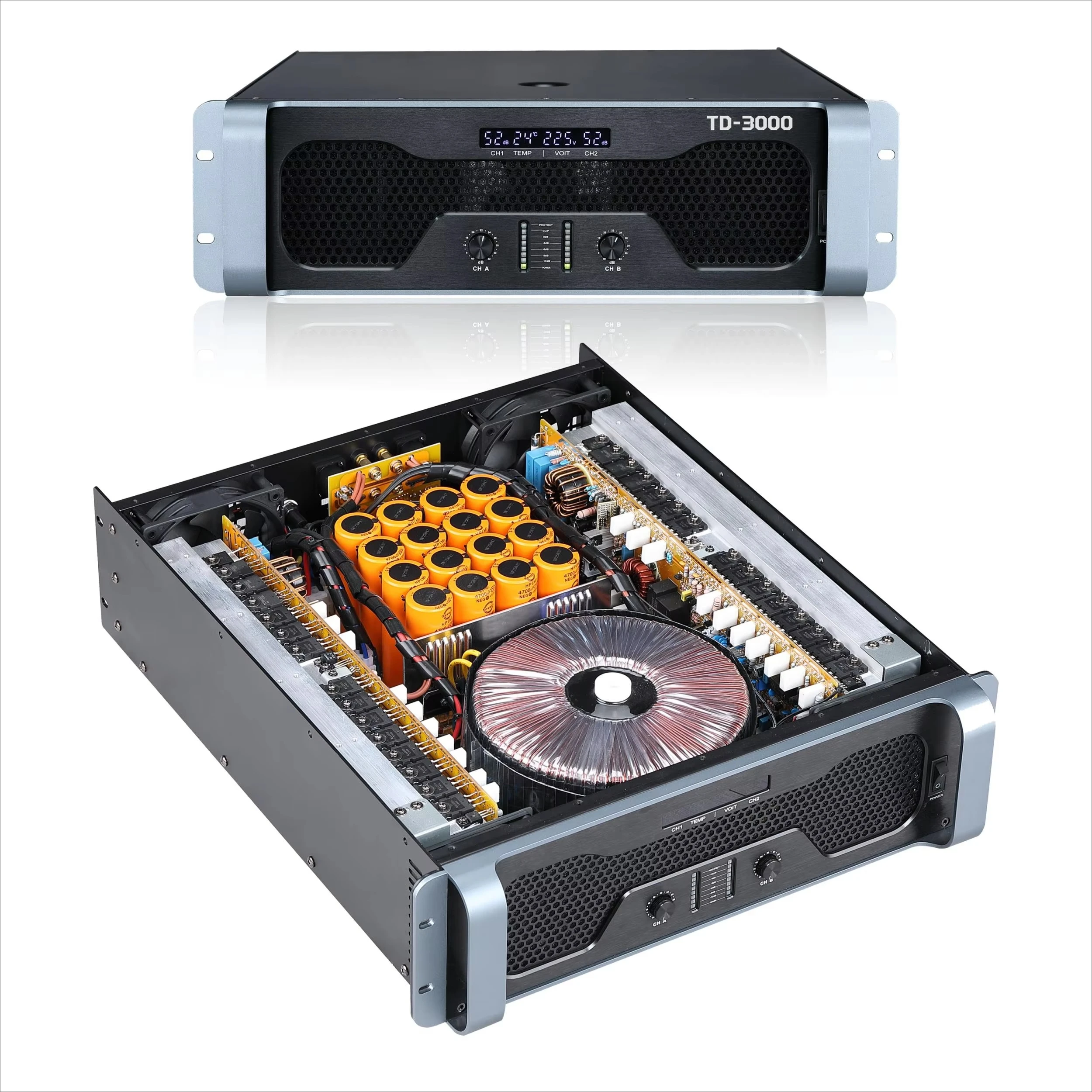 2pcs TD Class Amplifiers 2-channel 3000W Per Channel High Power Amplifier for Large Stage Performances