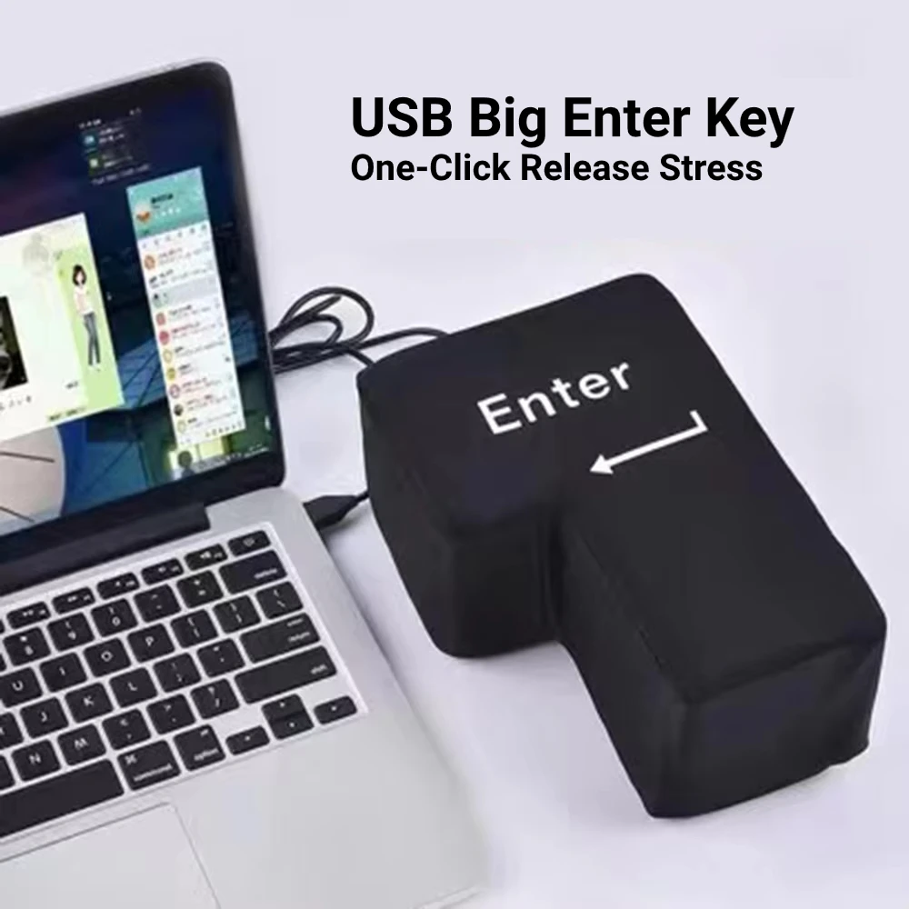 Anti-Stress Computer Huge Enter Key Big USB Keyboard Vent Button Pillow Desktop Stress Reliever Cushion USB Big Enter Key