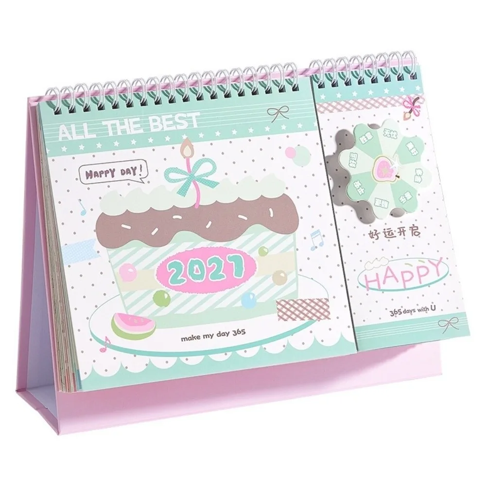 Spinning Wheel Design 2027 Calendar Dual Sided Coil Binding Desktop Decor Desk Calendar Habit Tracker Monthly Planner