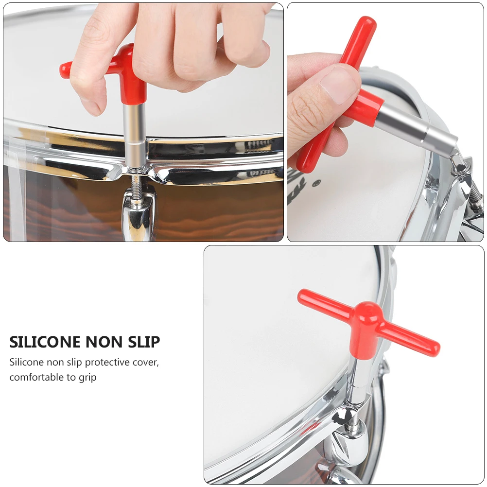 

Zinc Alloy Drum Key Universal T-Shape Tuning Key Silicone Non-Slip Cover Durable Metal Wrench Tool For Standard Square Lug