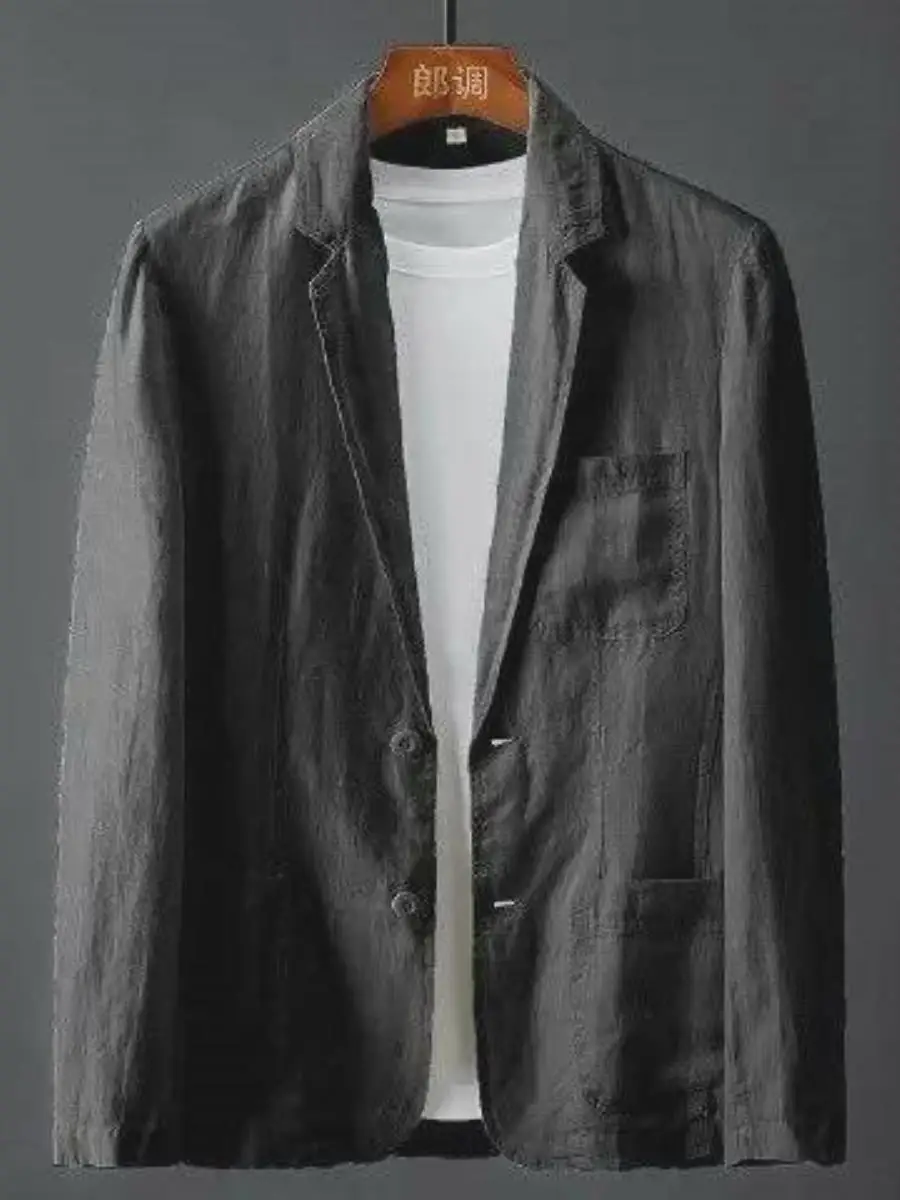 

Men's Slim Fit Linen Suit Casual Breathable Thin Sle Comfortable Outerwear for Middle-aged Autumn Spring Faion Urban Sle