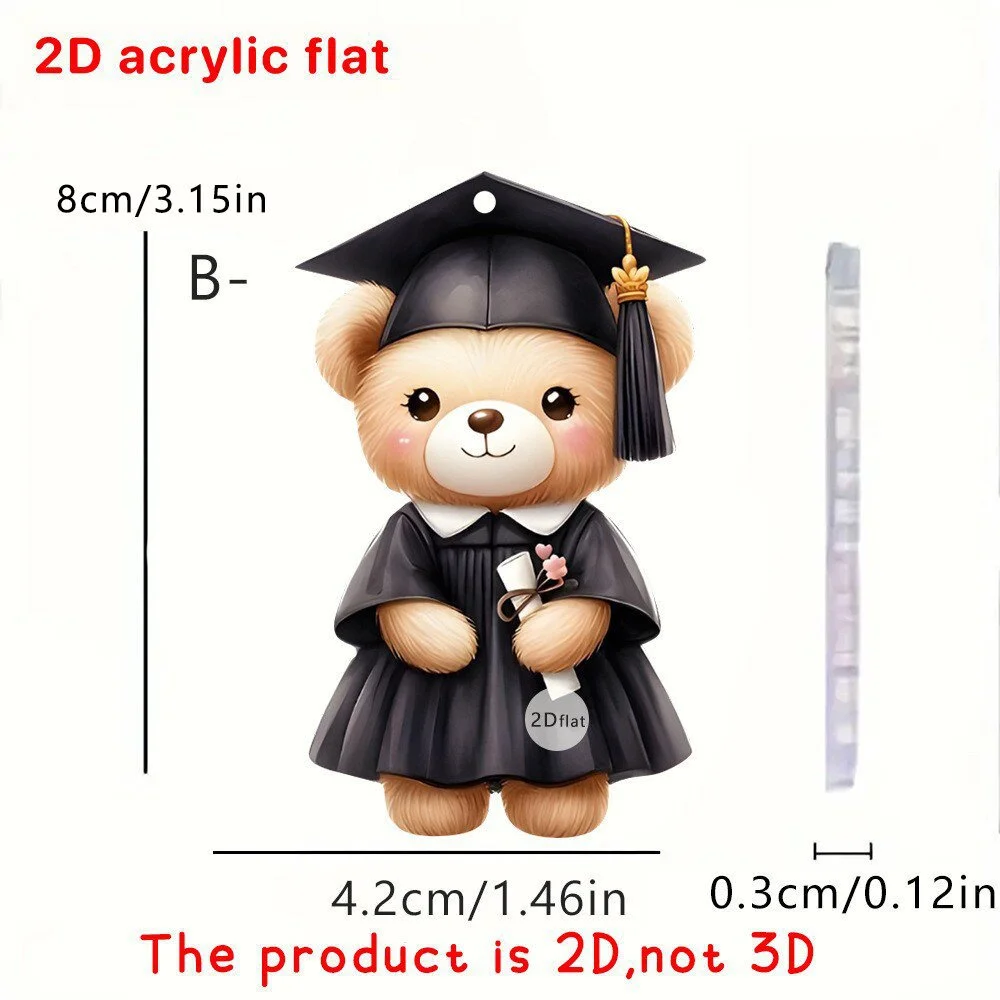 Hanging Car Mirror Charm Animal Pattern Acrylic Pendant for Student Accessory Gift For Couples Backpack Decoration