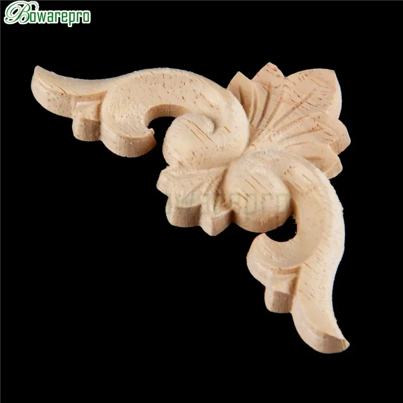 bowarepro Vintage Wood Carving Decal Wooden Decorative Crafts Applique Rubber Wood Carving Decal Furniture Decorative 8cm 1pcs