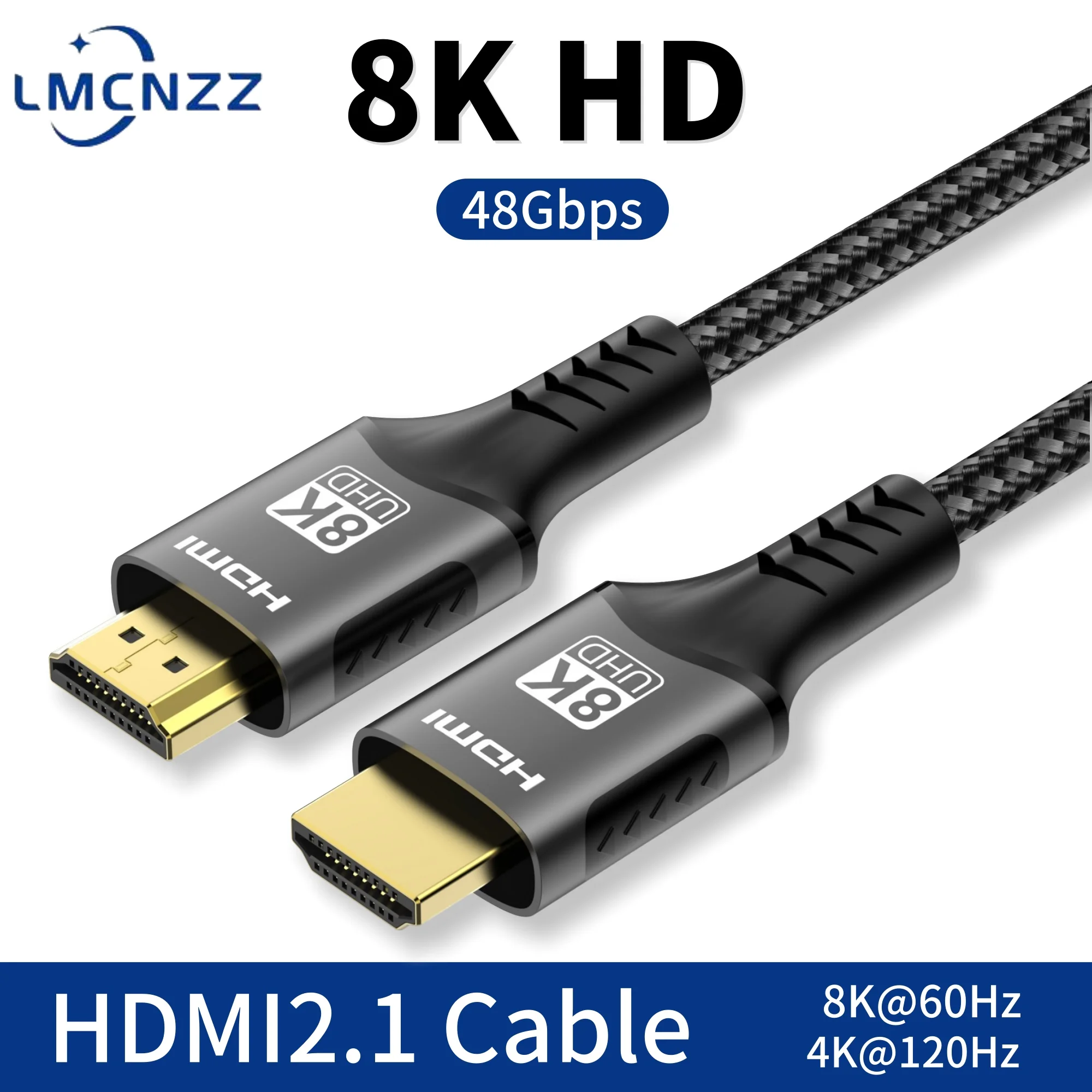 8K@60Hz HDMI 2.1 Cable 4K@120Hz 48Gbps HDMI2.1 Cable HDR 3D Effect Video Cable for HDTV PC Laptop PS5