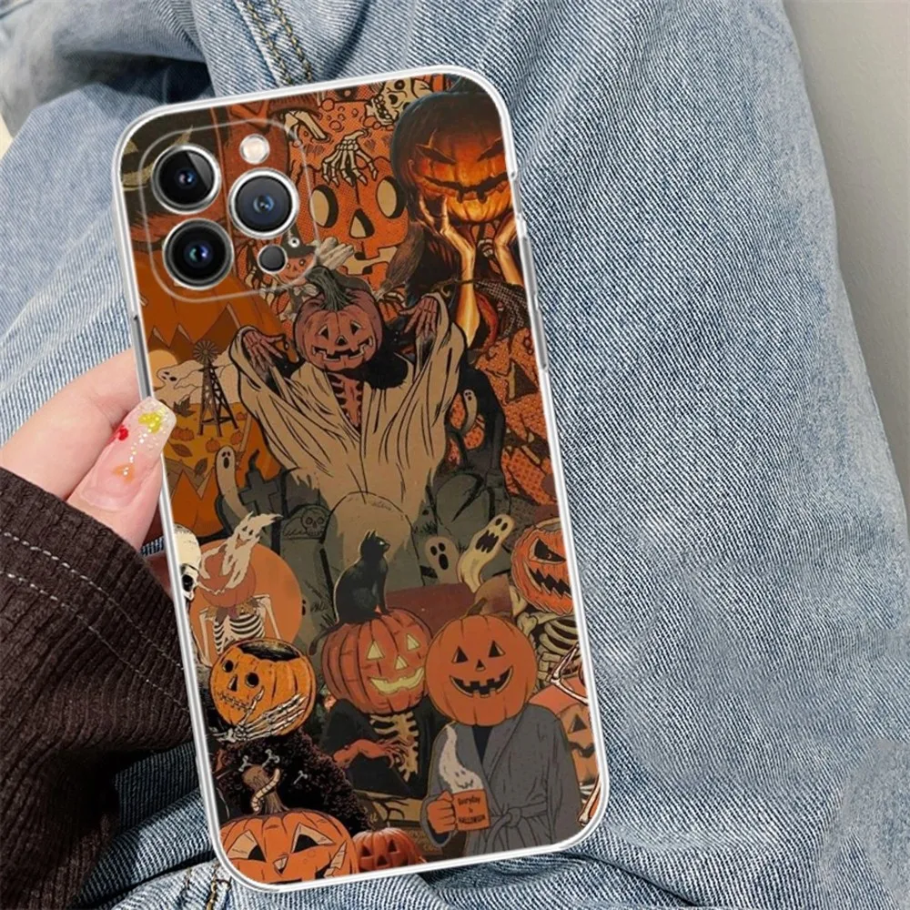 October Fall Halloween Spooky Pumpkin Phone Case Silicone Soft dla iphone 15 14 13 12 11 Pro Mini XS MAX 8 7 6 Plus X XS XR