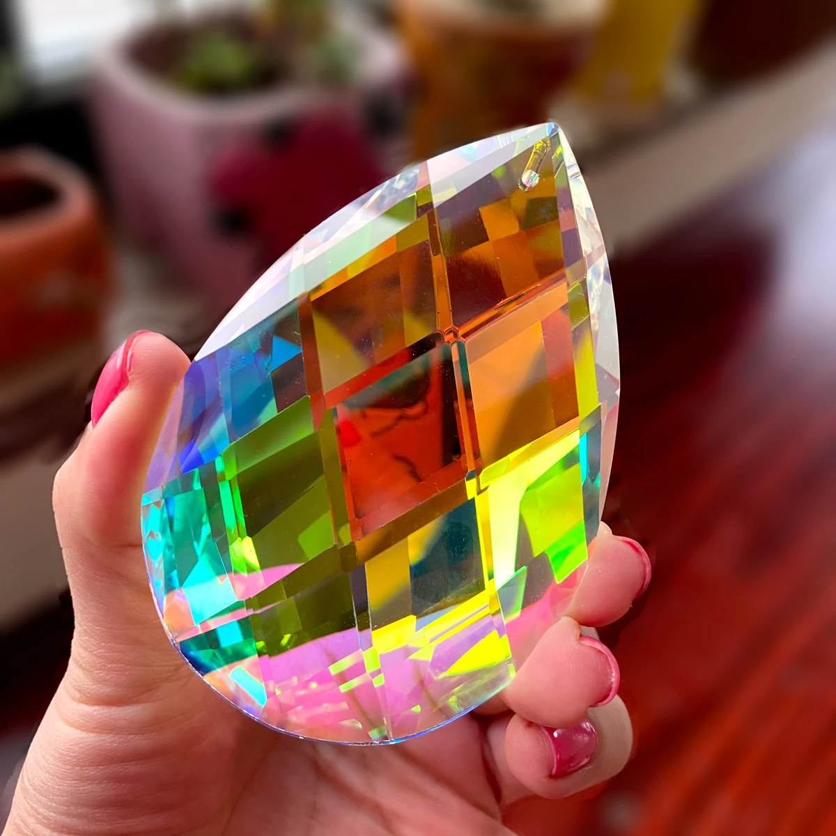 89mm kryształowy wisiorek Rainbow Maker Windows wiszący szklany pryzmat Suncatcher fasetowany żyrandol DIY ślub wystrój ogrodu domowego