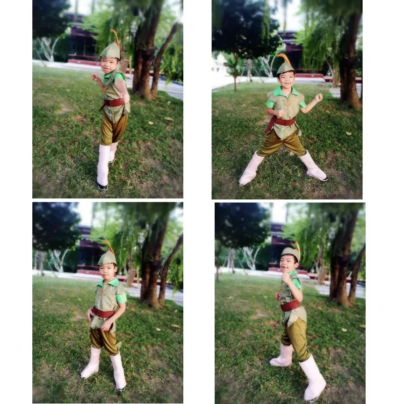

Anime Cosplay 2025 Halloween Party Children Peter Pan Cosplay Costume Masquerade Boys Elf Green Clothing Set Fancy Fairy Ta 72th