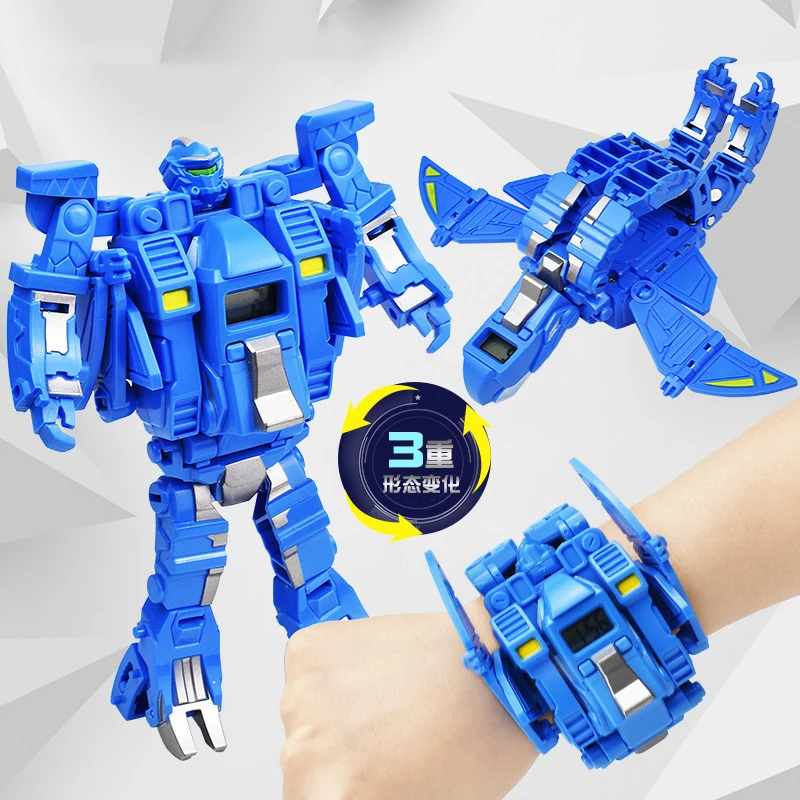 Simulation Mechanical Dinosaur Transforming Robot Electronic Watch Toys Children's Electrical Robots Watches Toys Birthday Gifts