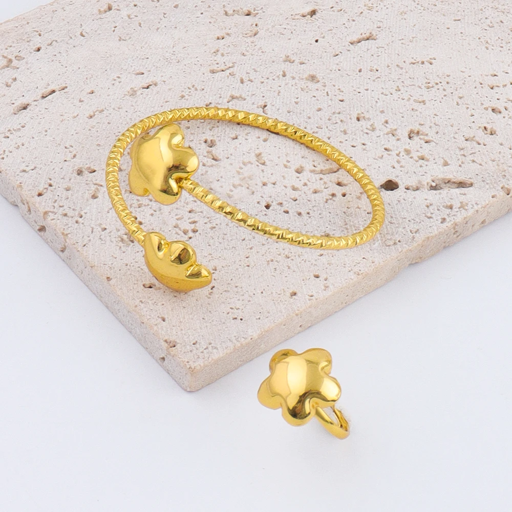 4 Stücke Vergoldete Blume Halskette Ohrringe Armband Ring Schmuck-Set Für Frau Amerika Fashion Party Edelstahl Schmuck Geschenk – Detail 6