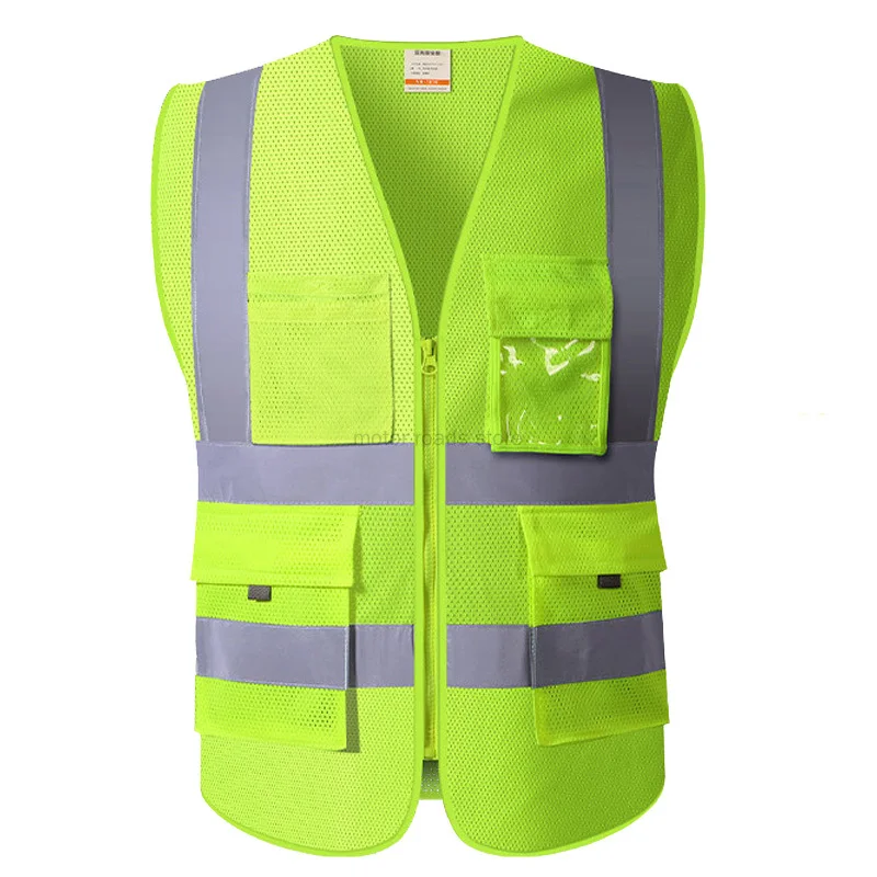 Black Reflective Safety Vest with Pockets High Visibility Sliver Strip for Men and Women Hi Vis Vest Construction