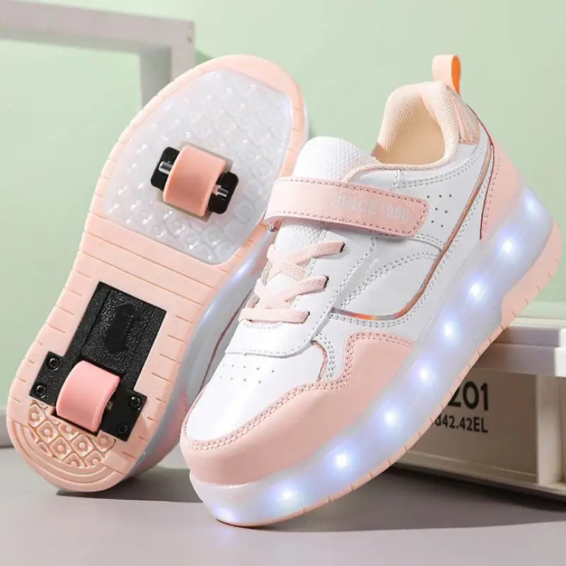 2025 جديد مصباح ليد فلاش أحذية الأسطوانة أحذية رياضية أحذية تزلج مضمنة عجلات انفصال للبنين بنات التزلج في الهواء الطلق حجم 29-37 38 #5