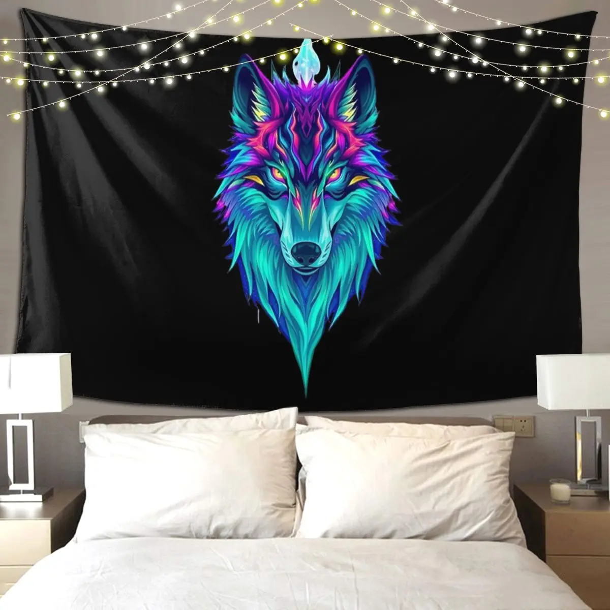 

Wild Wolf Tapestry Funny Wall Hanging Aesthetic Home Decoration Tapestries for Living Room Bedroom Dorm Room