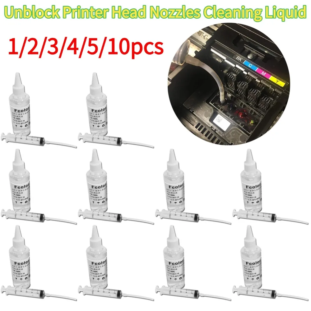 

100ML Unblock Printer Head Nozzles Cleaning Solution Cleaning Liquid For Epson Inkjet Printers Flush With Syringe Cleaning Fluid