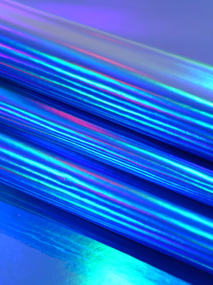 PU Leather Fabric for By The Yard Laser Rainbow Shoe Material Luggage Artificial Leather Stage Clothing Diy Per Meters