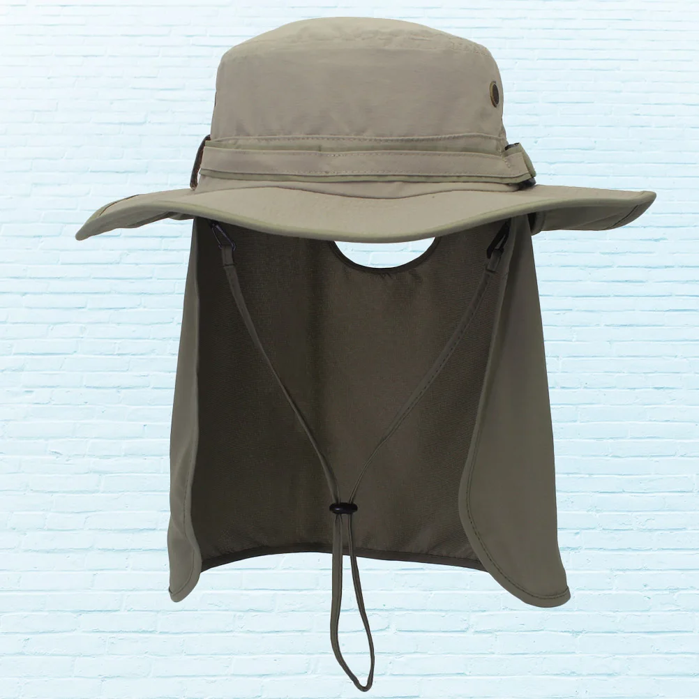 

Sun Protection Fisherman Hat Light Grey Green Shawl Wide Brim Uv Blocking Bucket Hat For Outdoor Fishing Hiking Camping