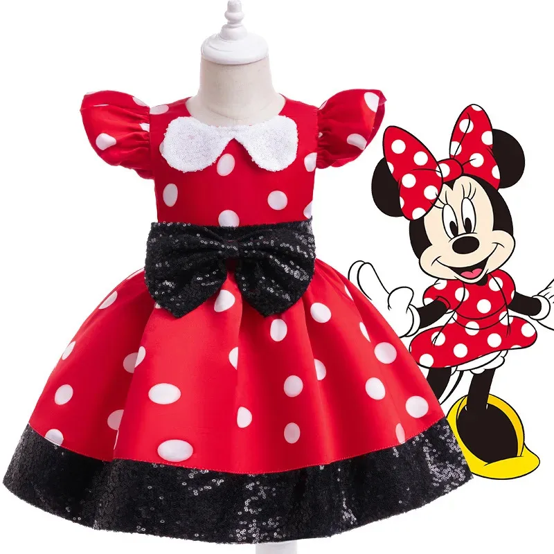 

Toddler Girl Mickey Minnie Mouse Costume Halloween Bow Dress for Child Birthday Party Cosplay Princess Outfit 1-8T