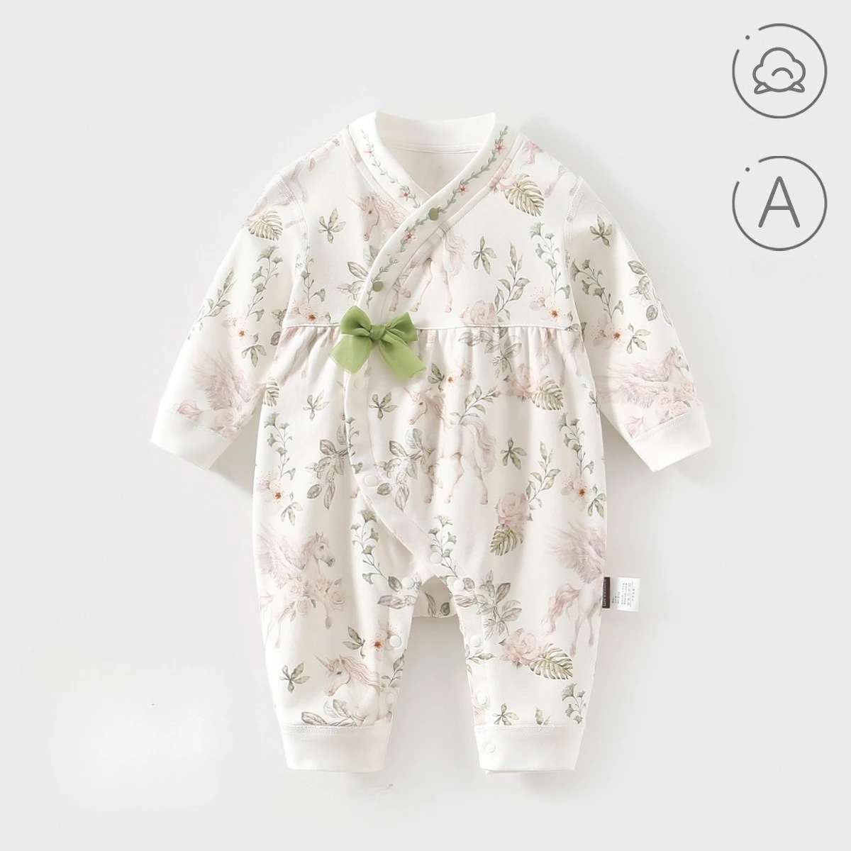 Baby Girl Romper 100% Cotton Kimono Style Butterfly Long Sleeve Newborn Pajamas Romper Spring Autumn All Seasons Soft Outfits