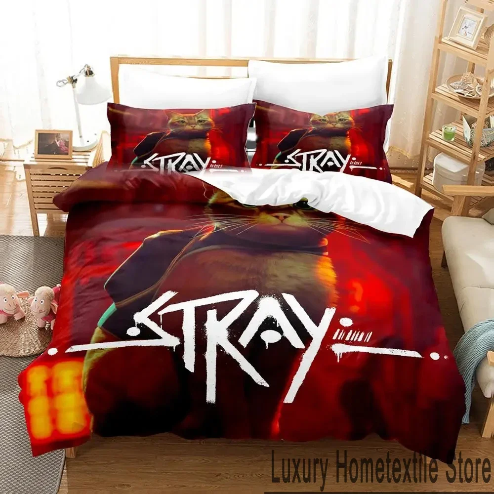 Stray Game Cat and Momo Bedding Set Duvet Cover Bed Set Quilt Cover Pillowcase Comforter king Queen Size Boys Adult Bedding Set