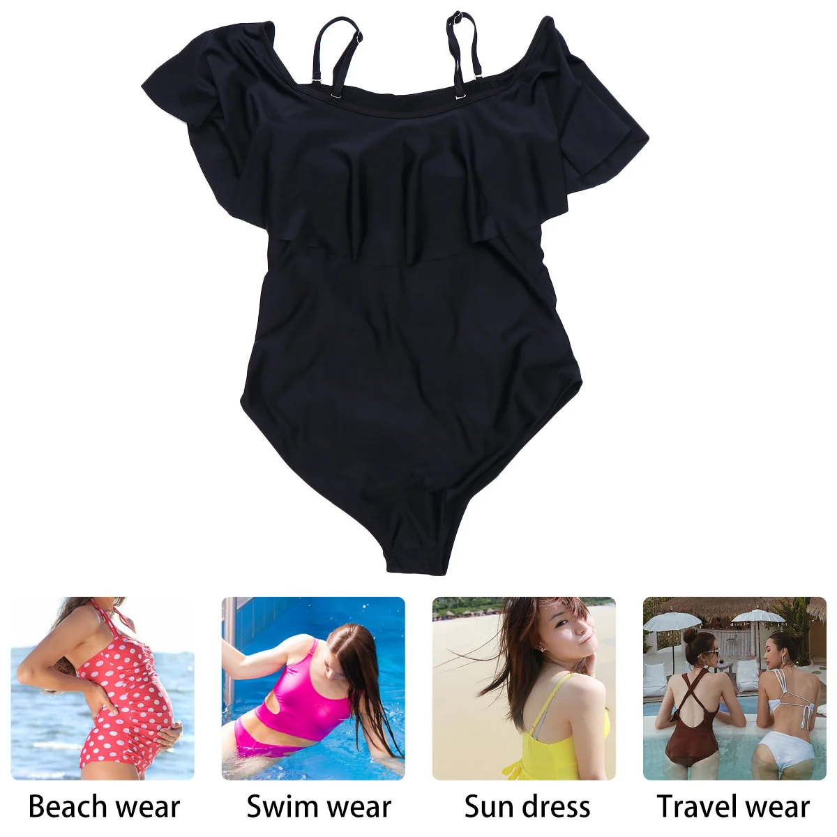 

Удобный черный купальник-бикини для беременных, размер Xl, сексуальный стильный купальник для беременных женщин, пляжный купальный костюм для бассейна и солнца