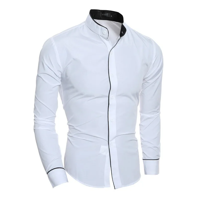 Spring Men's Outdoor Solid Color Simple Casual Korean Version Slim-fit Shirt Slim-fit Suit Bottoming Shirt
