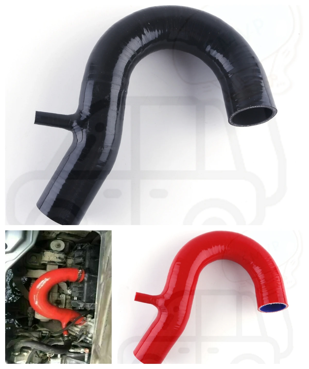 

1PCS 4PLY For Smart Fortwo 451 1.0L 61PS 71PS 2008+ Silicone Air Intake Tube Hose Kit High Performance Parts 11 colors to choose