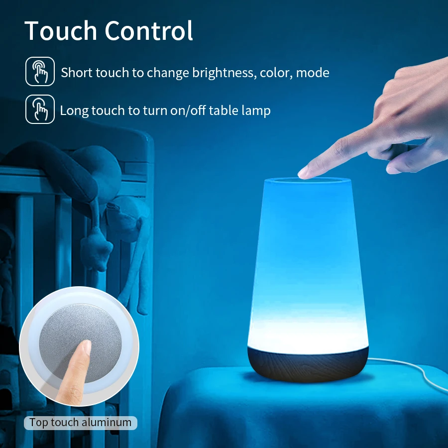 Tuya WiFi Smart Table Lamp Dimmable App Voice Control Desk Lamp RGB Touch Lamps Bedroom Night Light Work with Alexa Google Home