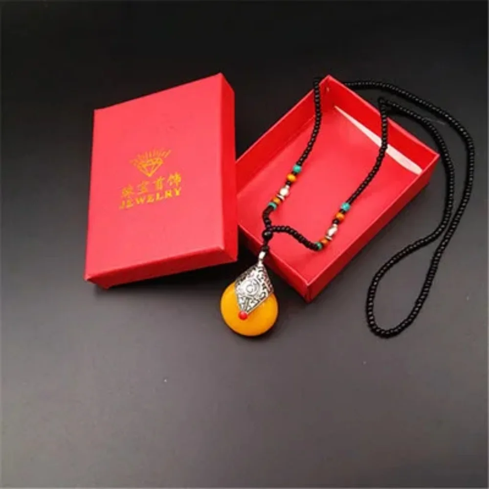 Fine ethnic style long beaded sweater chain imitation beeswax pendant Xingyue Bodhi jewelry necklace