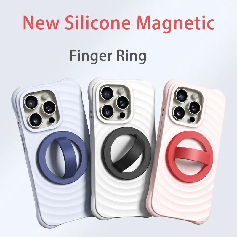 Magnetic Silicone Comfortable Circular Grip Phone Holde  맥세이프 그립톡 For MagSafe [Powerful Grip] for iPhone 16 15/14/13/ 12 Android