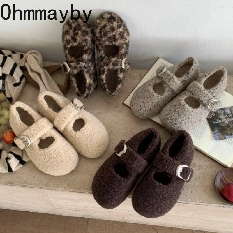 أحذية نسائية مسطحة من القطن الدافئ مريحة ونعل ناعم قصير من القطيفة أحذية ماري جين أحذية الجدة الخارجية لخريف وشتاء 2026