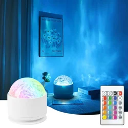 1pc USB Powered Water Ripple Projector Color Changing LED Night Light with Remote for Bedroom Living Room and Party Decor