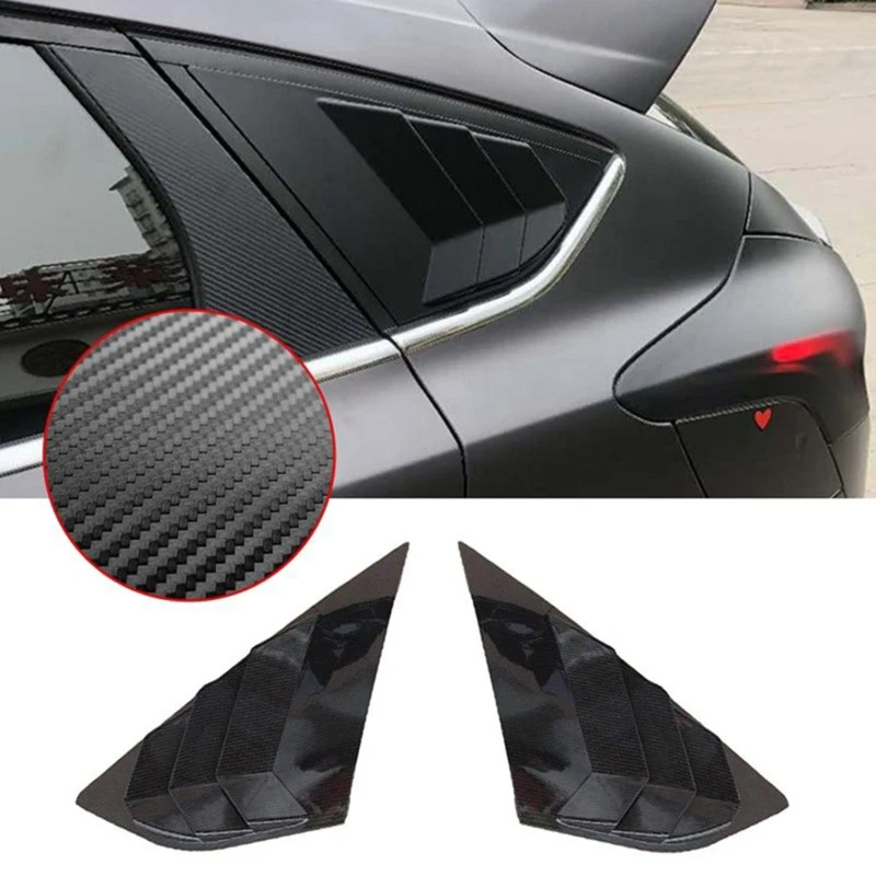 Rear Window Louvers Car Rear Window Blinds Side Tuyere Louvers Vent for Ford Focus ST RS MK3 Hatchback Carbon Fiber Style