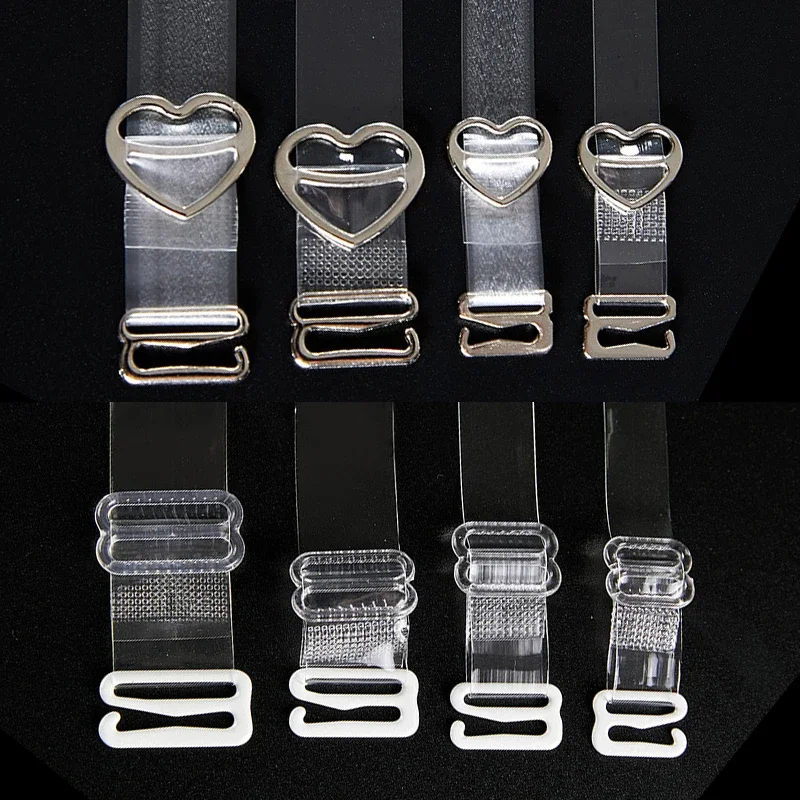 1Pair Women Transparent Bra Strap Silicone Non-Slip Adjustable Invisible Shoulder Straps Metal Hook Belts Underwear Accessories