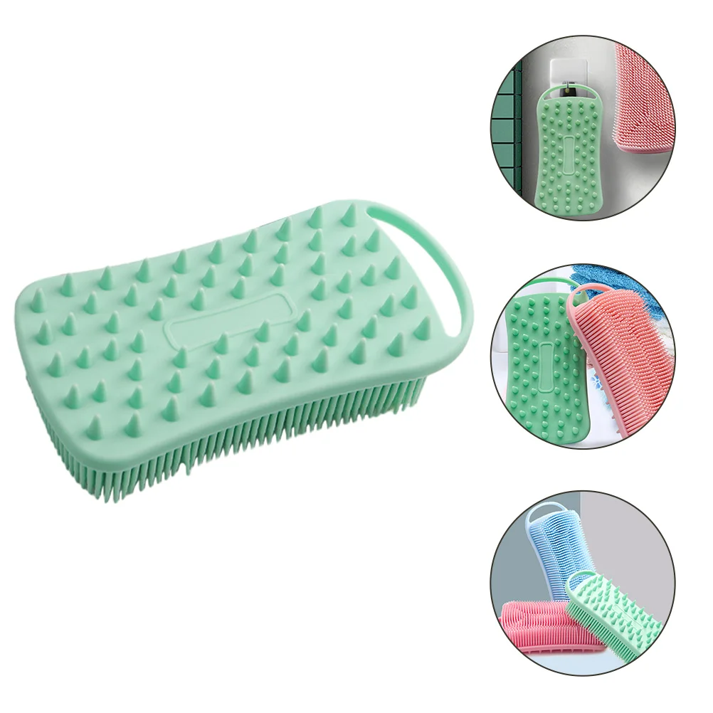 

Double-sided Shampoo and Bath Brush Exfoliating Body Scrubber Silicone Face Silica Gel Flat