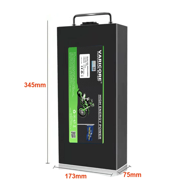 VariCore 60V 20ah 30ah 16 스트링 방수 리튬 배터리 18650 셀 500w-2400W BMS 보호 내장