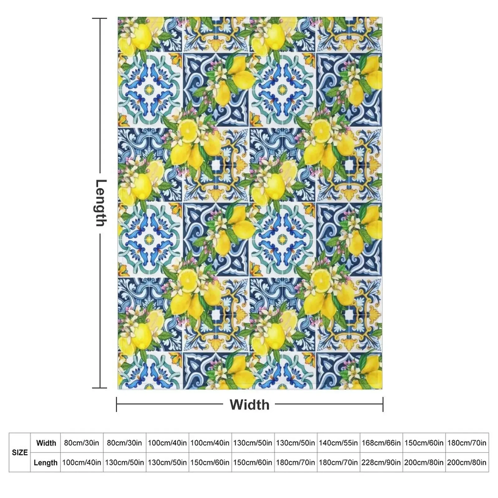 Bright Mediterranean Sicilian Tiles with Citrus Lemons Throw Blanket Shaggy Plush Softest Thermal Sleeping Bag Stuffeds Blankets