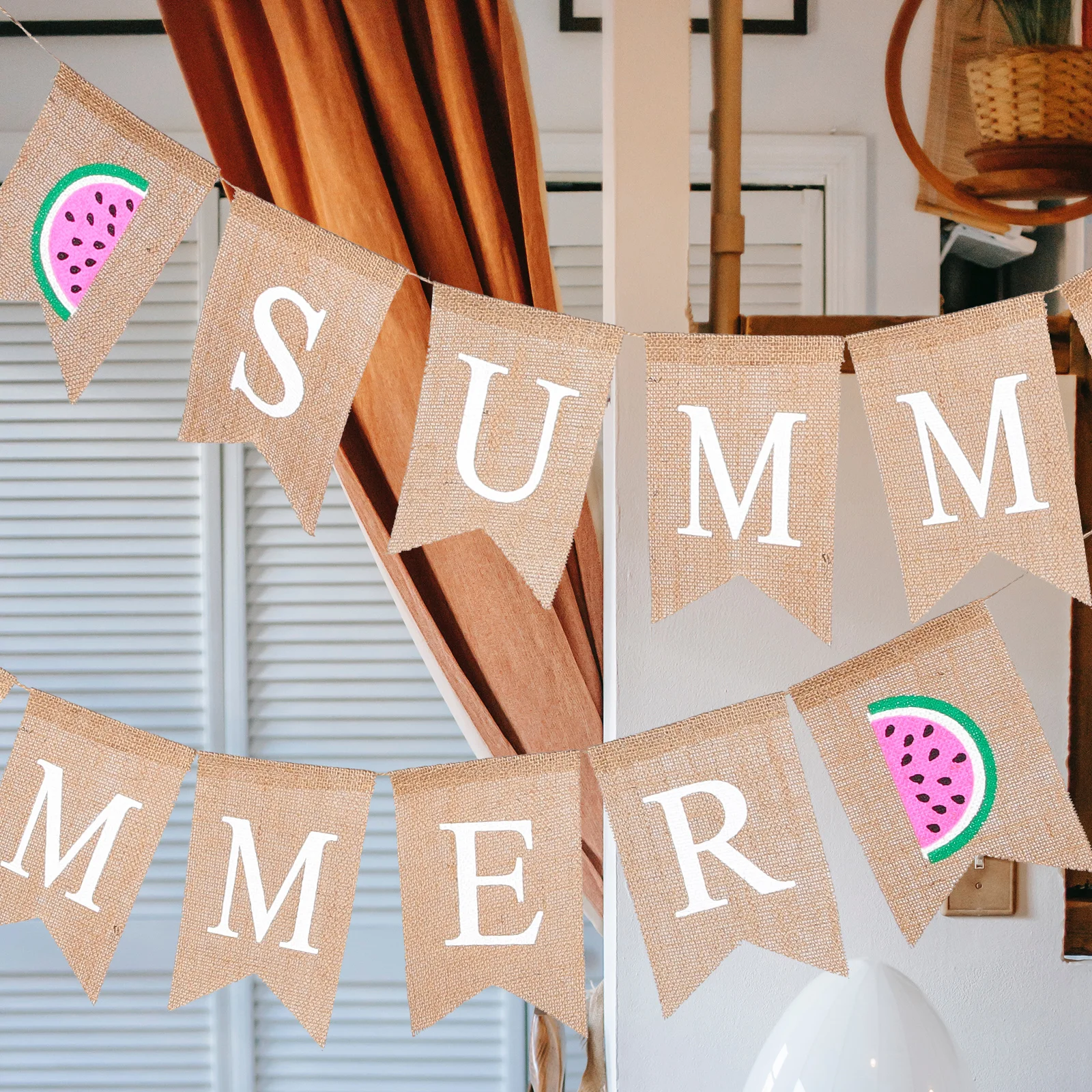 

Watermelon Decorative Hanging Banner Summer Party Flag Ceiling Pendant Printing String Flags Bright Colors Wall Hanging Gifts