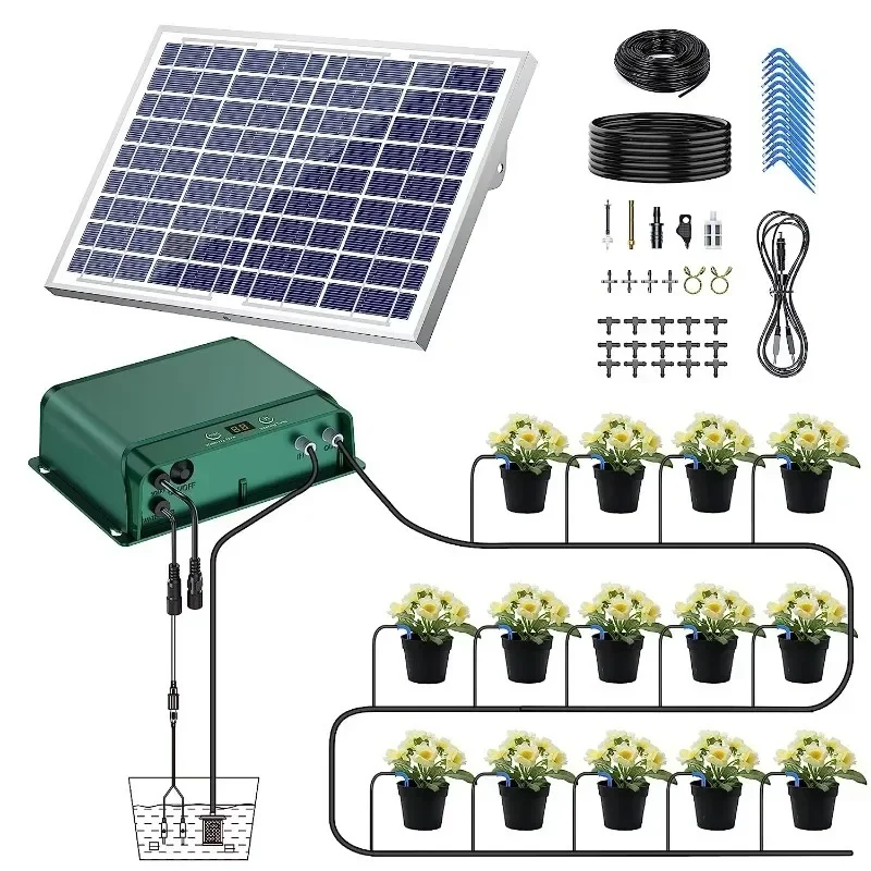 Solar hydroponic irrigation kit Garden automatic watering system Multi-dropper provides complete dripper drip washer