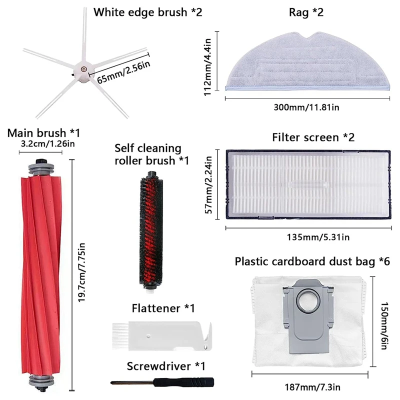 Części Akcesoria Do Roborock S7 Maxv Ultra / S7 Pro Ultra, Główna szczotka walcowa Szczotka do czyszczenia Worki na kurz Filtr