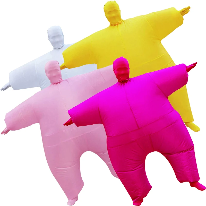 

Masked Inflatable Clothes Cartoon Doll Suit White Salmon Inflatable Costume Funny Fat Man Xmas Halloween Performance Clothes