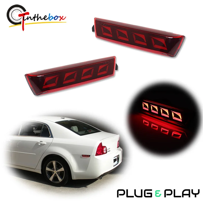 Gtinthebox Red LED Car Rear Bumper Side Marker Parking Lights For Chevrolet Malibu 2008-2012 Replace Fender Sidemarker Lights