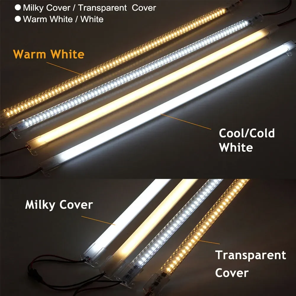 1X-12X lampu tabung LED lampu Bar strip kaku di bawah lemari lampu sorot neon 72LED 30/40/50cm untuk dekorasi dapur rumah