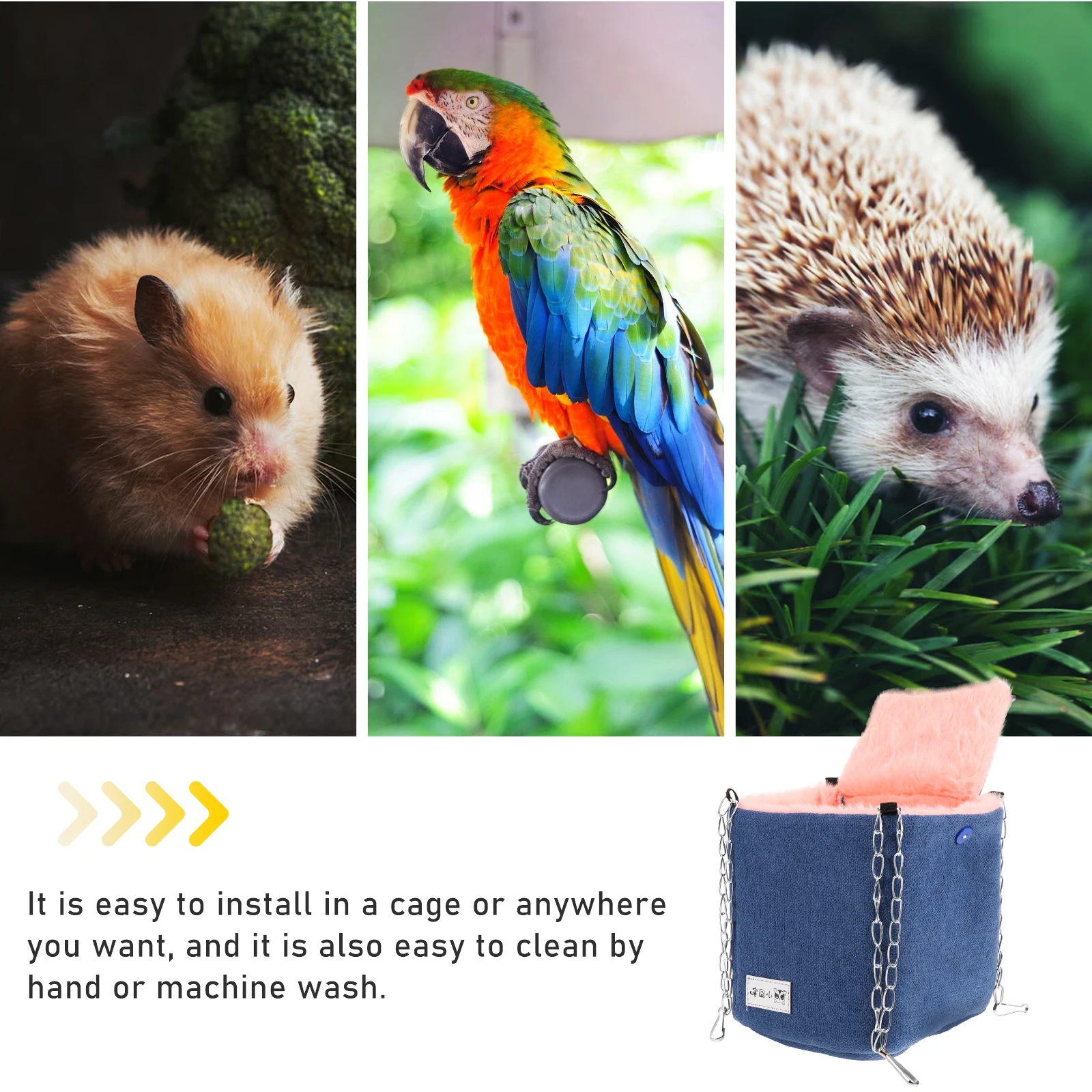 

Cotton Nest Hammock for Hamster Rat Bird Warm Bed M Yellow Size Small Pets Cage Guinea Pig Hanging Cloth Nest House