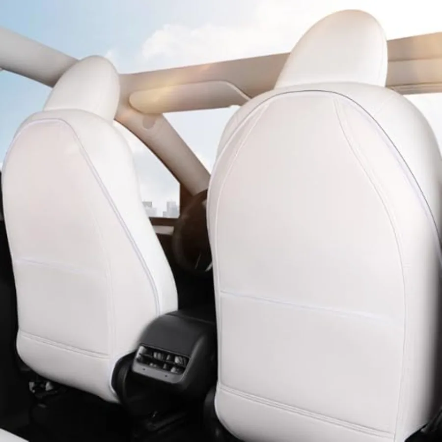 2 Pack Leather Seat Back Protector Custom for Model Y/3 Model S/X Accories Includes 2025 2026 Model Y and 2024-2026 Model 3 Hig