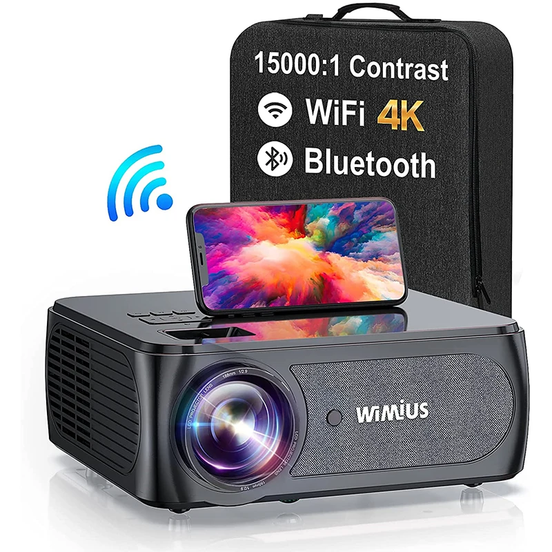 WIMIUS K8 5G WiFi Bluetooth projektor 9500 lumenów Full HD 1080P 4K 4P/4D Keystone Zoom