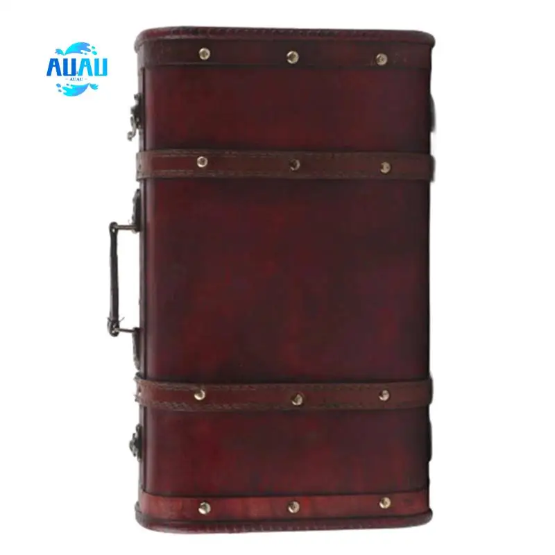 

AUAU-Portable Vintage Wooden Decorative Suitcase Antique Wooden Case Photography Props Craft Decoration Wood Box Ornament