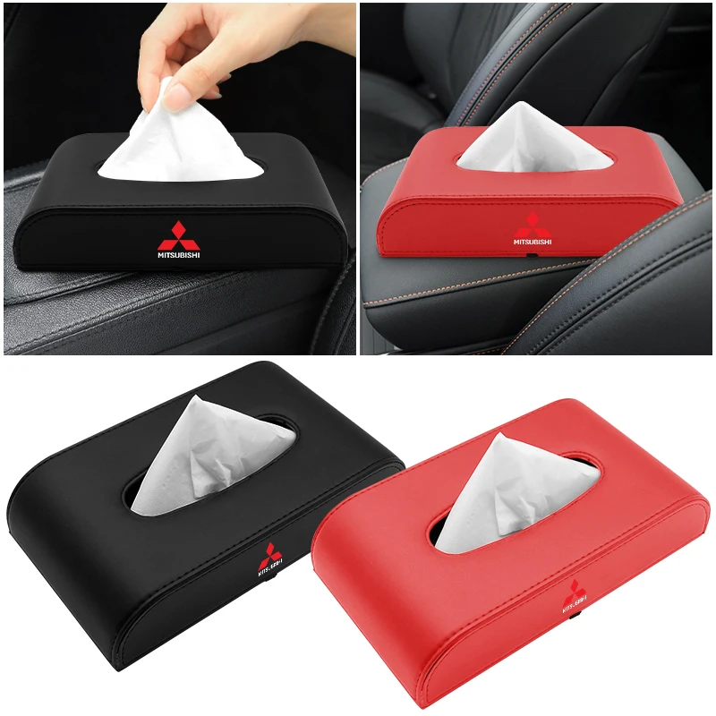 1pcs Car Tissue Box Holder Armrest Box Storage Case For Mitsubishi Lancer Ralliart 10 3 9 EX Outlander 3 ASX L200 Accessories